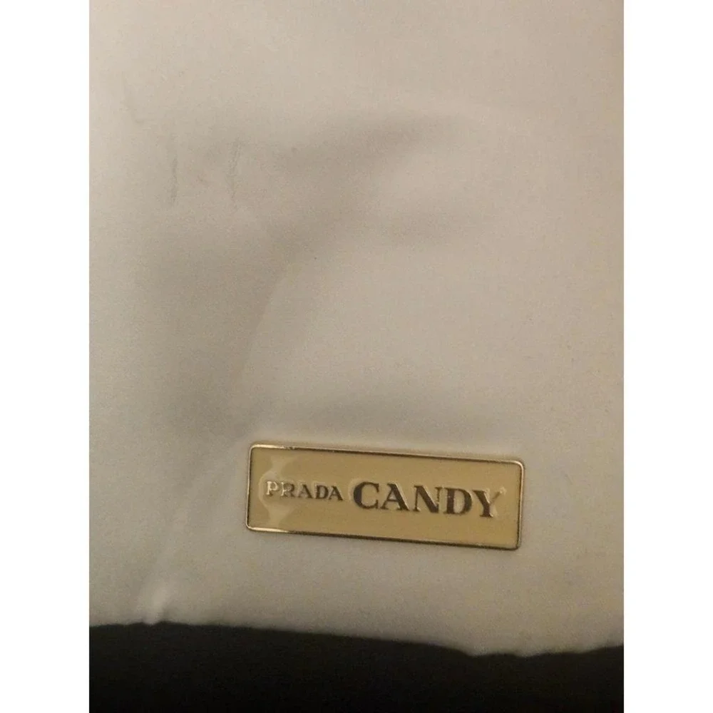Prada‎ Candy Parfums White Double Zip Cosmetic Makeup Pouch Bag Gold Logo Pouch